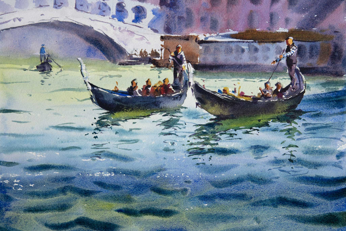 Venetian Gondolas : Figures &amp; Reflections