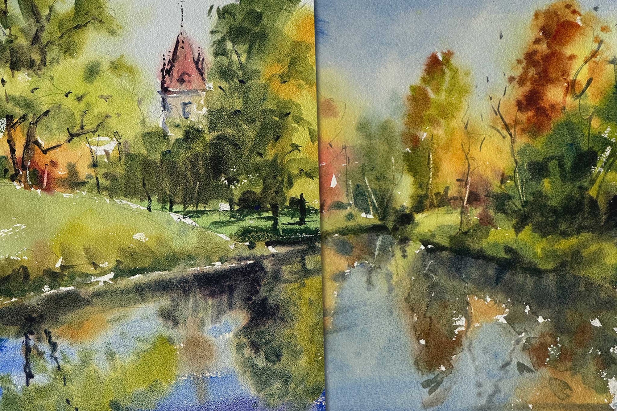 Wet on Wet - Two Landscapes