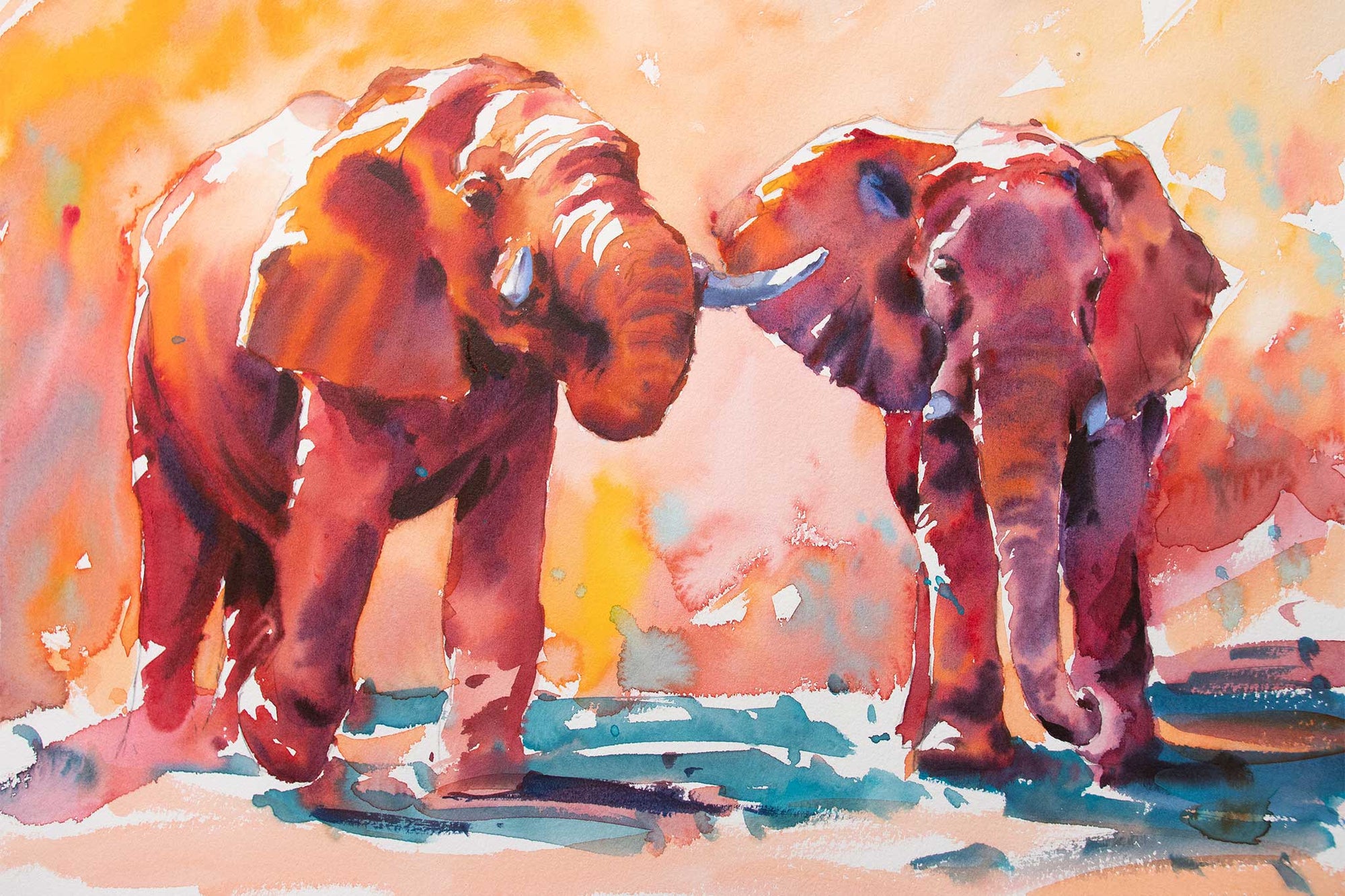 Working Wet in Wet - Elephant Pair : Preview