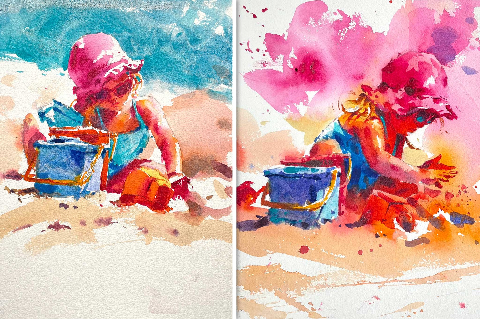 Girl on the Beach - Single Wash vs Layers