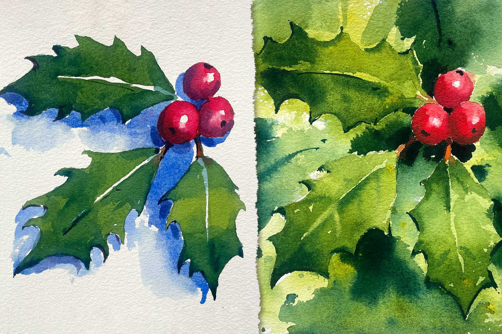 Holly Berries - Christmas Card Ideas, Painted Three Ways!