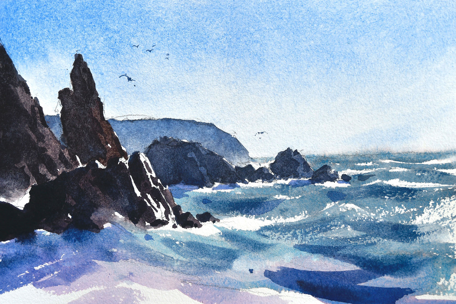 Lively Coastal Scene - Paint Consistency