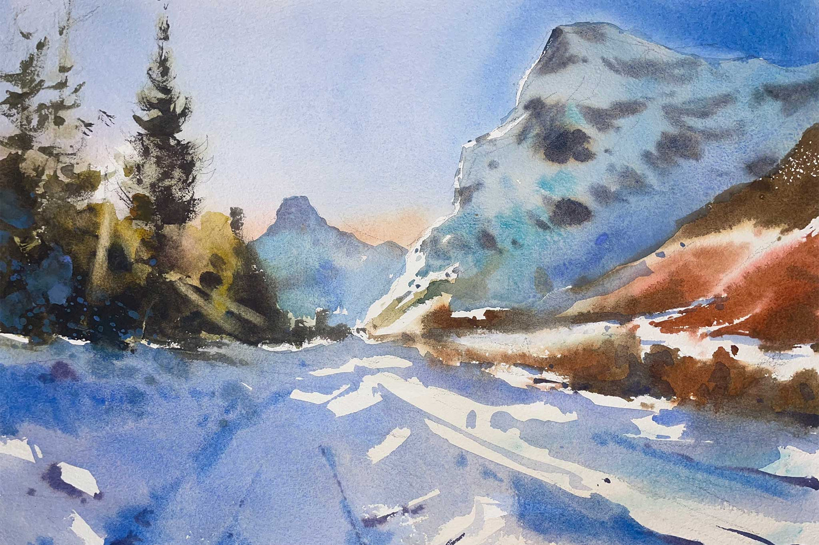 Capturing the Magic of a Snowy Mountain Scene